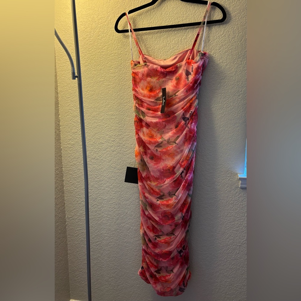 Lulu's Pink Floral Dress - Picture 3 of 3